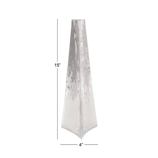 15" Silver Stainless Steel Industrial Vase